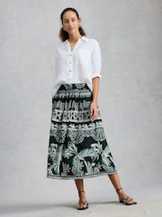 White Stuff Green Abigail Midi Skirt - Image 3 of 6