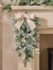 Green Frosty Light Up Swag Christmas Wreath - Image 1 of 3