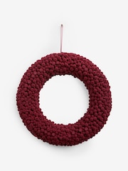 Burgundy Red Flocked Christmas Wreath - Image 3 of 4