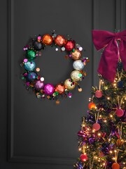 Rainbow Bauble Christmas Wreath - Image 1 of 3