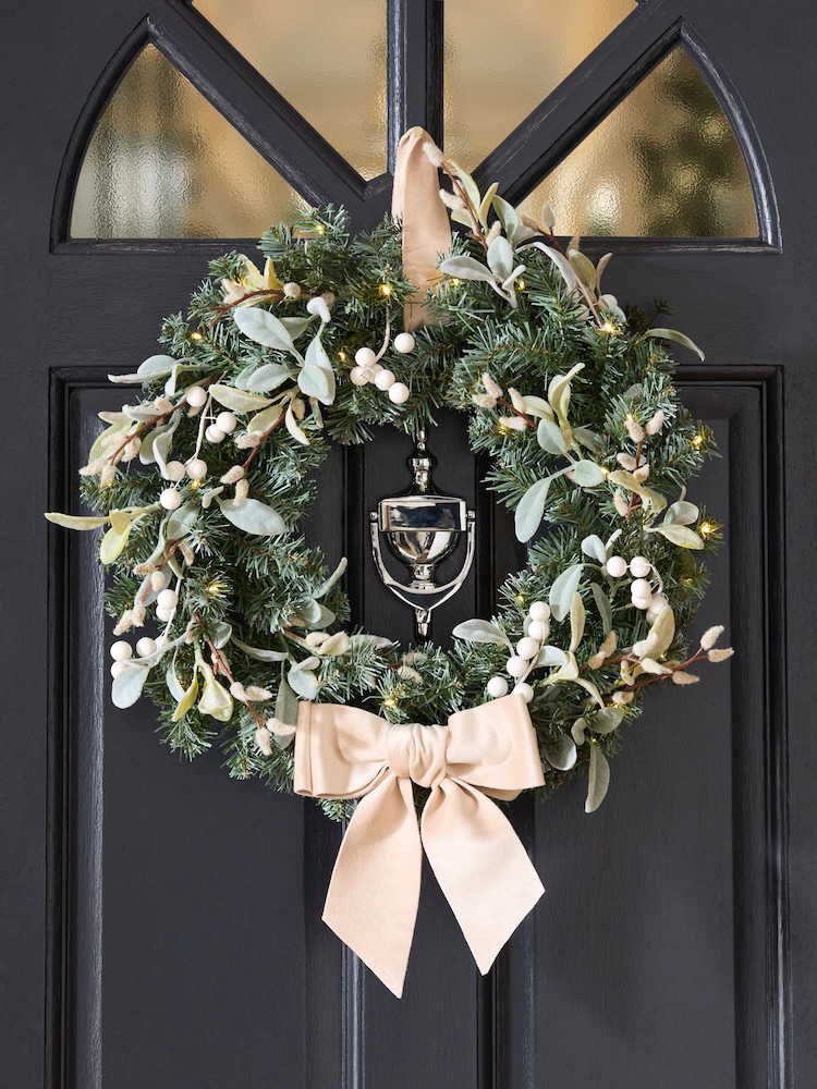 Green Frosty Light Up Christmas Wreath - Image 1 of 5