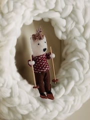 White Knitted Novelty Christmas Wreath - Image 2 of 4