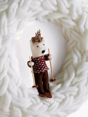 White Knitted Novelty Christmas Wreath - Image 4 of 4