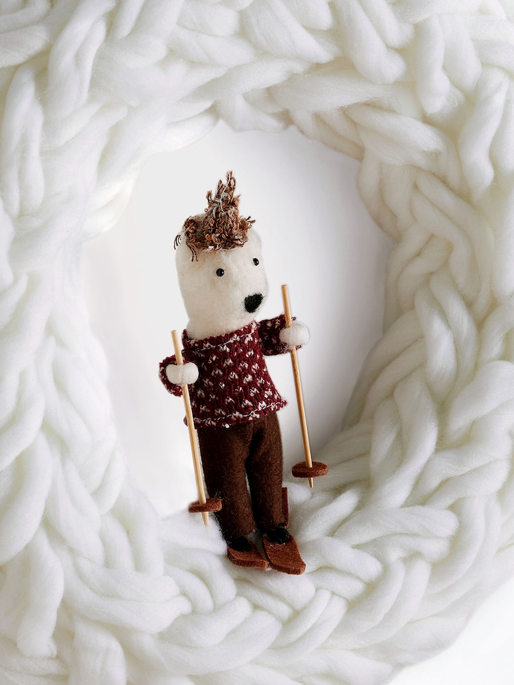 White Knitted Novelty Christmas Wreath - Image 4 of 4