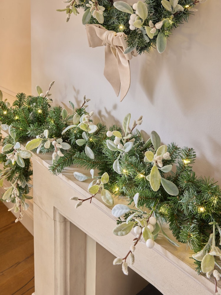 Green Frosty Light Up Christmas Garland - Image 1 of 5