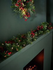 Red Berry Lit Christmas Garland - Image 1 of 6