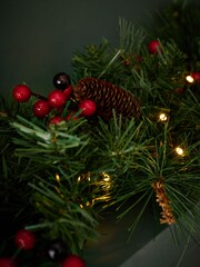 Red Berry Lit Christmas Garland - Image 2 of 6