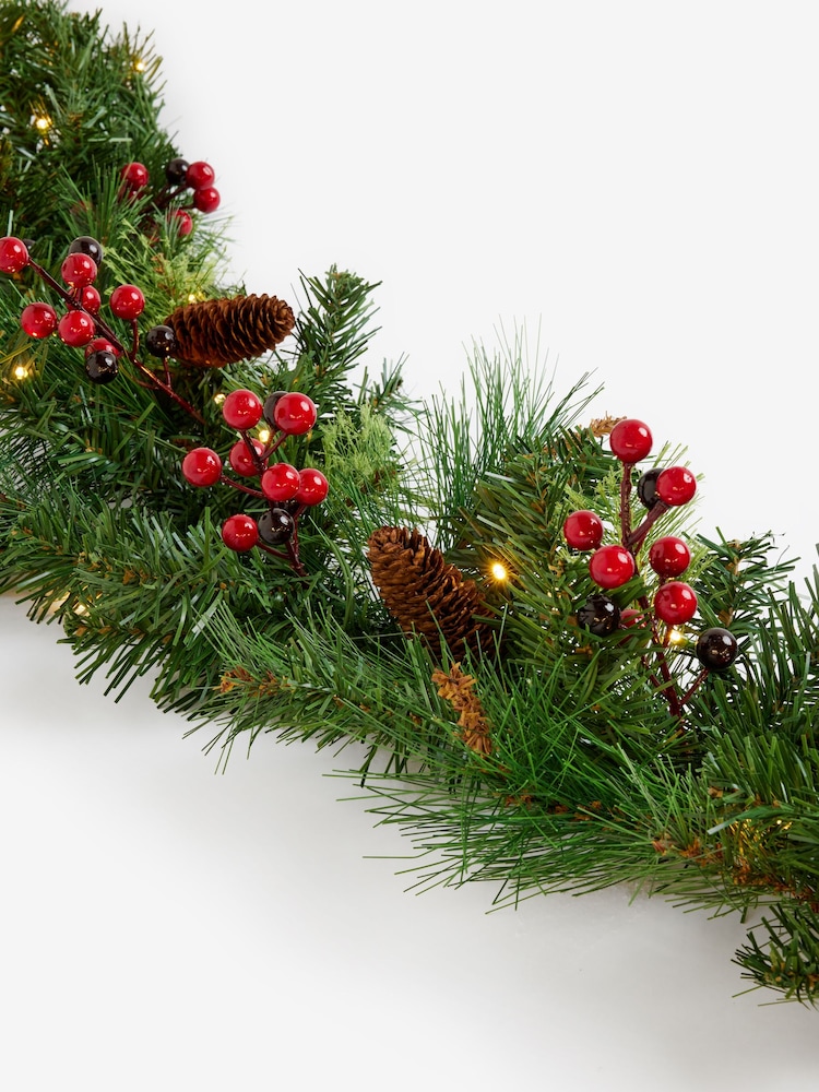 Red Berry Lit Christmas Garland - Image 6 of 6