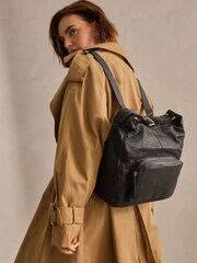 Black Leather Pocket Rucksack - Image 1 of 9