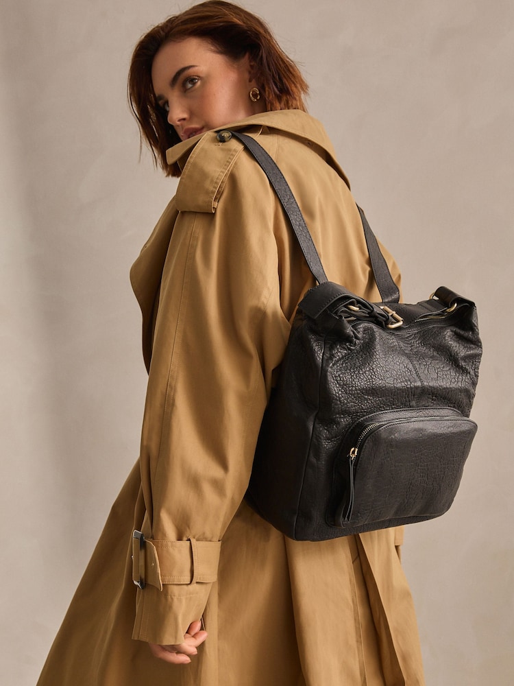 Black Leather Pocket Rucksack - Image 1 of 9