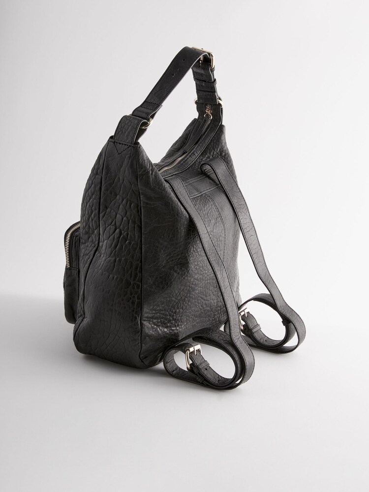 Black Leather Pocket Rucksack - Image 6 of 9