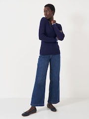 Crew Clothing Blue Heritage Cable V-Neck Jumper - Image 3 of 5