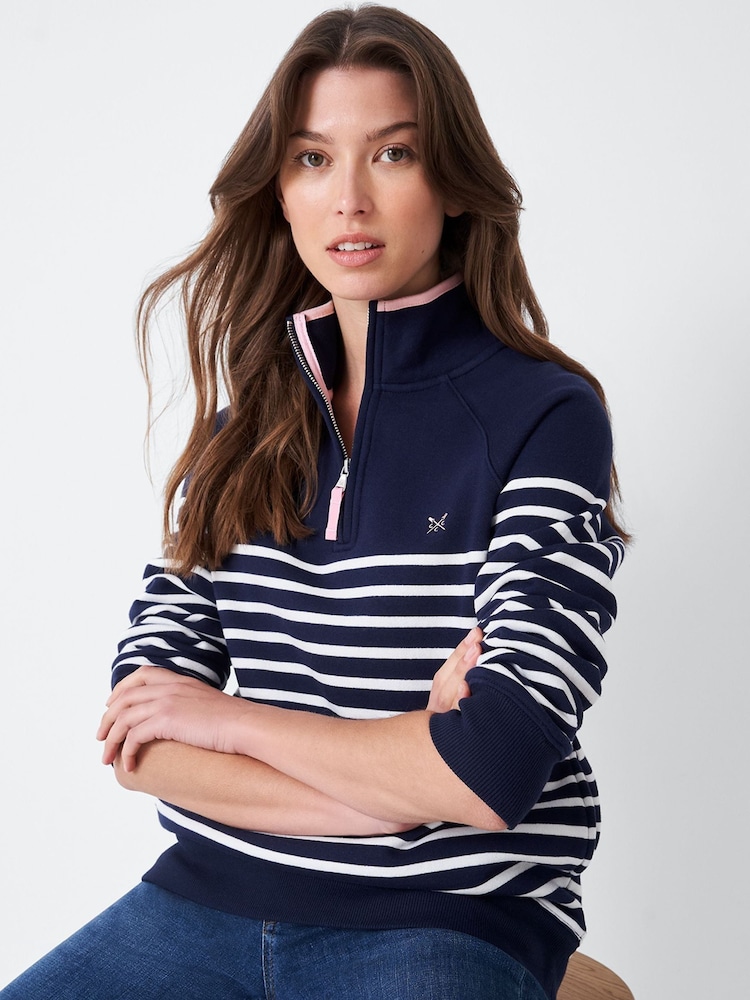 Crew Clothing Company Blue Half Zip Sweatshirt - Image 1 of 5 Crew Clothing Company Blue Half Zip Sweatshirt - Image 1 of 5