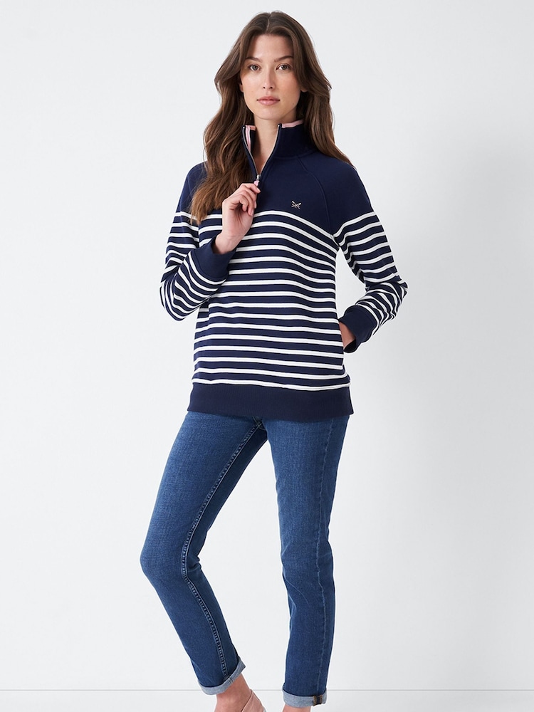 Crew Clothing Company Blue Half Zip Sweatshirt - Image 2 of 5 Crew Clothing Company Blue Half Zip Sweatshirt - Image 2 of 5