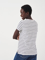 Crew Clothing White 100% Cotton Breton T-Shirt - Image 2 of 4