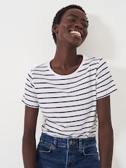 Crew Clothing White 100% Cotton Breton T-Shirt - Image 4 of 4