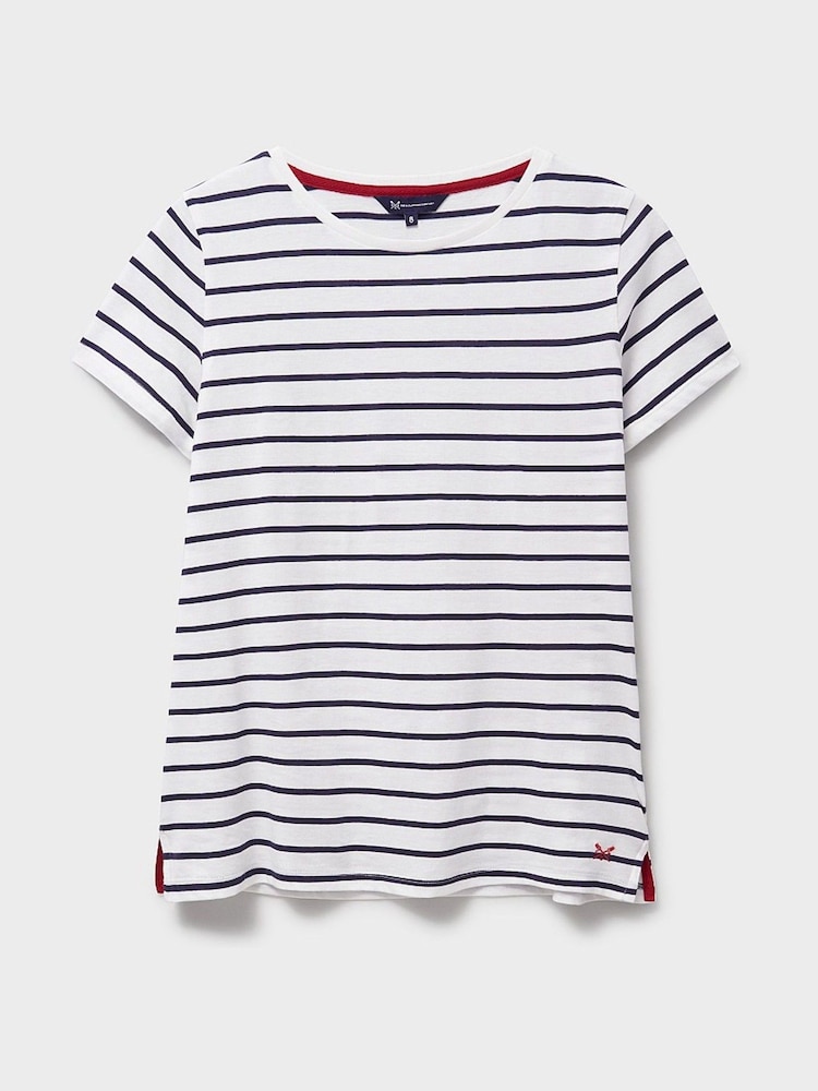 Crew Clothing White 100% Cotton Breton T-Shirt - Image 5 of 5