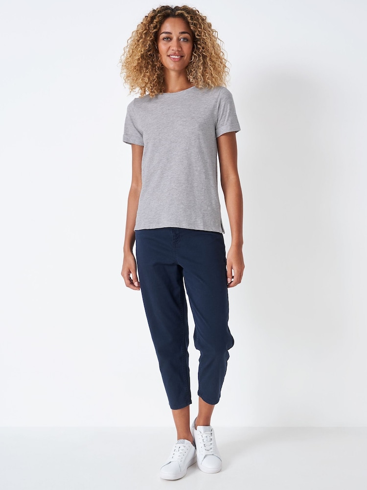 Gris - Crew Clothing Perfect Slub 100% Cotton T-Shirt - Imagen 1 de 4