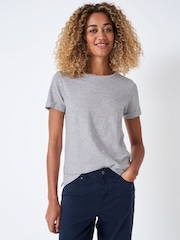 Gris - Crew Clothing Perfect Slub 100% Cotton T-Shirt - Imagen 3 de 4
