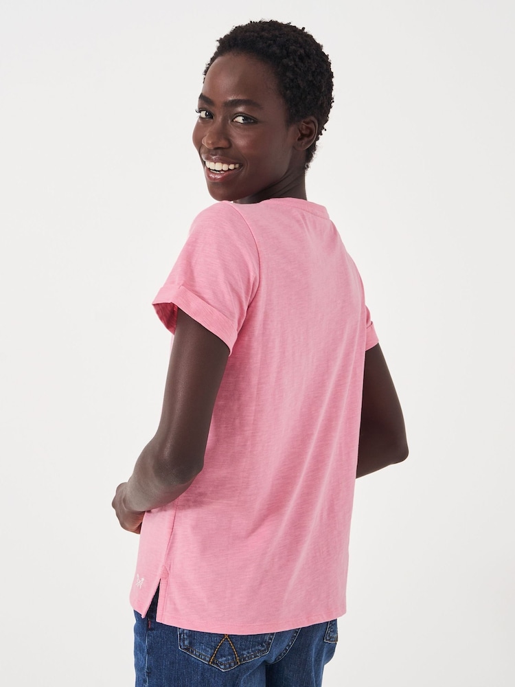 Crew Clothing Pink Light Perfect Slub 100% Cotton T-Shirt - Image 2 of 5