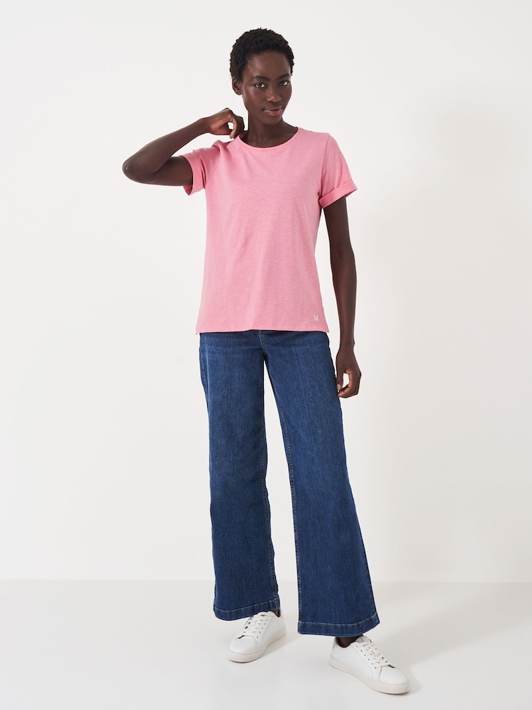 Crew Clothing Pink Light Perfect Slub 100% Cotton T-Shirt - Image 4 of 5