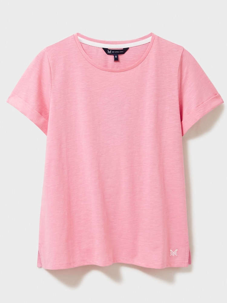 Crew Clothing Pink Light Perfect Slub 100% Cotton T-Shirt - Image 5 of 5