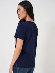 Azul - Crew Clothing Perfect Slub 100% Cotton T-Shirt - Imagen 2 de 5