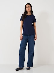 Azul - Crew Clothing Perfect Slub 100% Cotton T-Shirt - Imagen 4 de 5