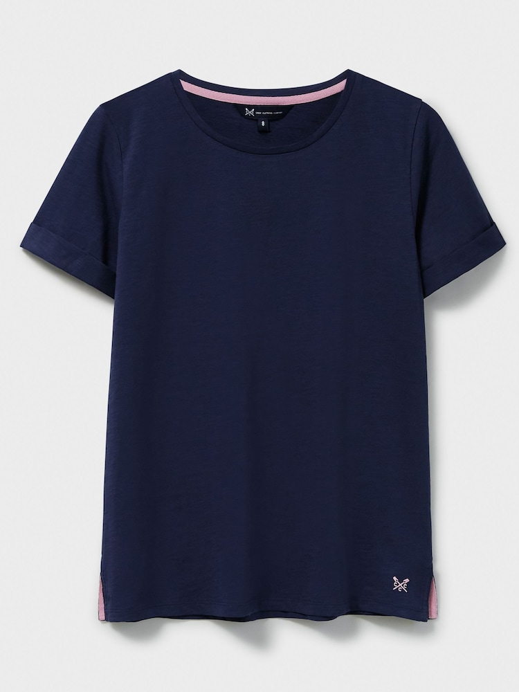 Azul - Crew Clothing Perfect Slub 100% Cotton T-Shirt - Imagen 5 de 5