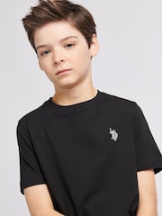 Черный - US Polo Assn. Футболка для мальчиков из 100% хлопка с принтом лошадей - Изображение 5 из 8