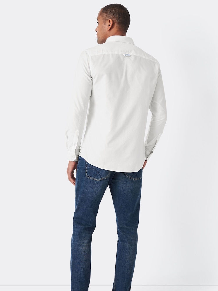 Crew Clothing White Slim Fit 100% Cotton Oxford Shirt - Image 2 of 5