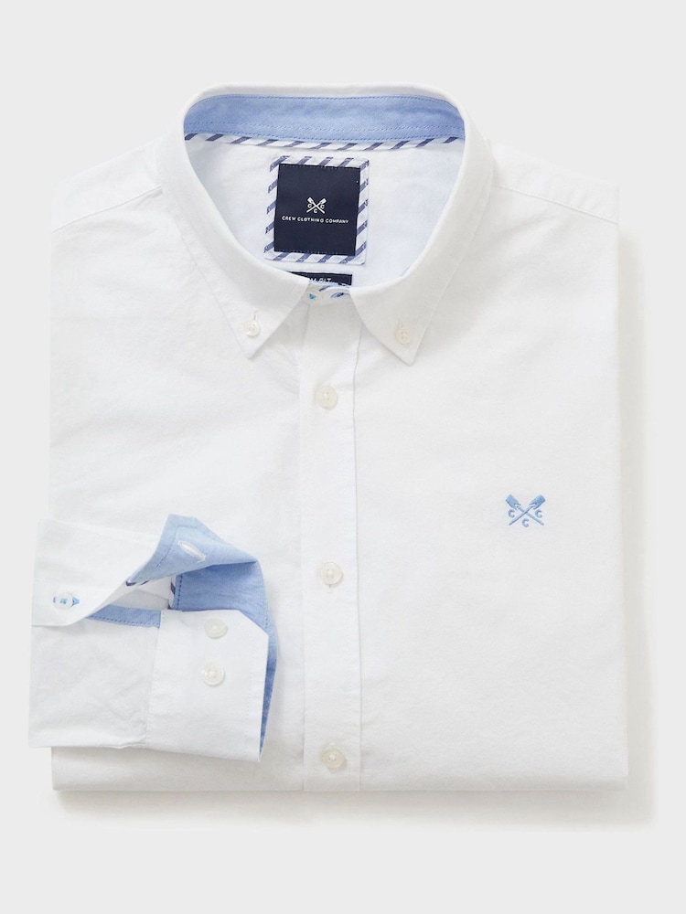 Crew Clothing White Slim Fit 100% Cotton Oxford Shirt - Image 5 of 5