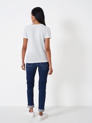 Crew Clothing White Perfect Slub 100% Cotton T-Shirt - Image 2 of 5
