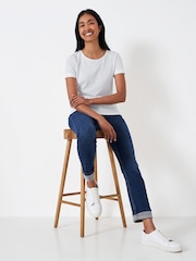 Crew Clothing White Perfect Slub 100% Cotton T-Shirt - Image 4 of 5
