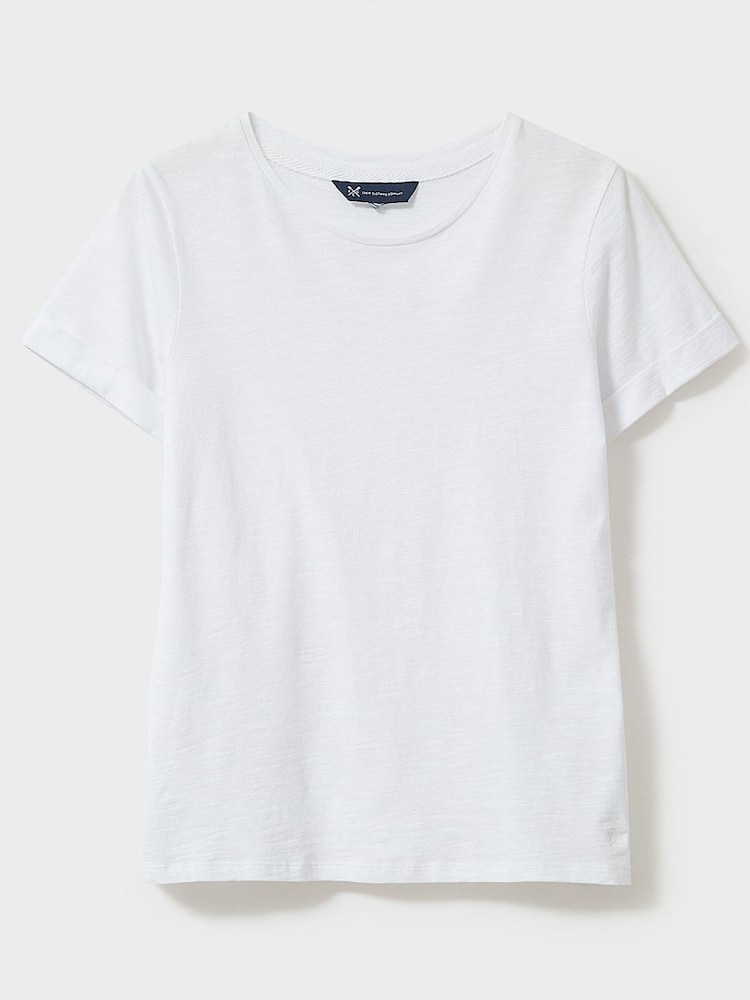 Crew Clothing White Perfect Slub 100% Cotton T-Shirt - Image 5 of 5