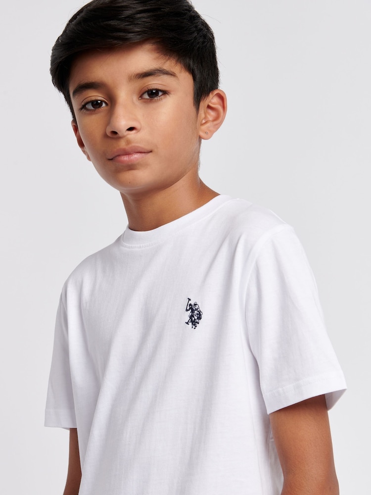 לבן - .U.S. Polo Assn חולצת טי עם לוגו Double Horsemen, %100 כותנה, בנים - Image 4 of 7