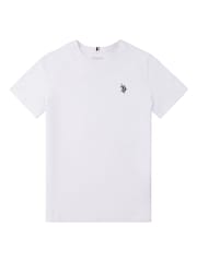 Белый - US Polo Assn. Футболка для мальчиков из 100% хлопка с принтом лошадей - Изображение 5 из 7