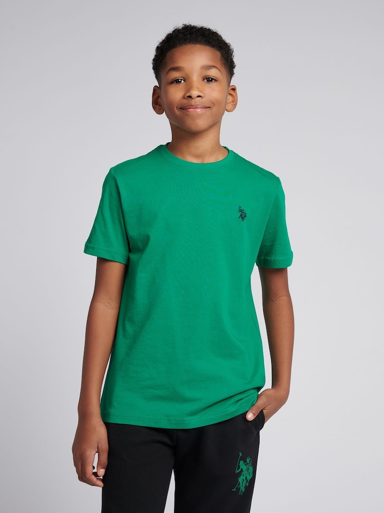 U.S. Polo Assn. Grass Green Boys Double Horsemen 100% Cotton T-Shirt - Image 1 of 9