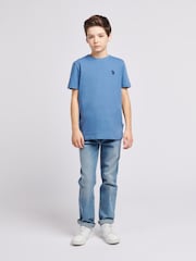 U.S. Polo Assn. sky Blue Boys Double Horsemen 100% Cotton T-Shirt - Image 3 of 7