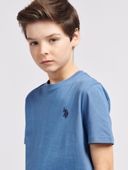 U.S. Polo Assn. sky Blue Boys Double Horsemen 100% Cotton T-Shirt - Image 4 of 7