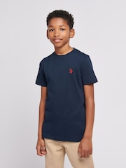 Темно-синий - US Polo Assn. Футболка для мальчиков из 100% хлопка с принтом лошадей - Изображение 1 из 7