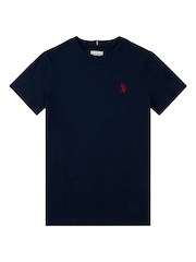 Темно-синий - US Polo Assn. Футболка для мальчиков из 100% хлопка с принтом лошадей - Изображение 5 из 7