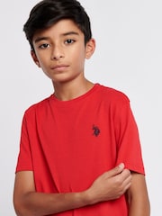 Красный - US Polo Assn. Футболка для мальчиков из 100% хлопка с принтом лошадей - Изображение 2 из 7
