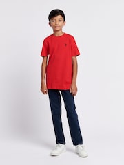 Красный - US Polo Assn. Футболка для мальчиков из 100% хлопка с принтом лошадей - Изображение 3 из 7