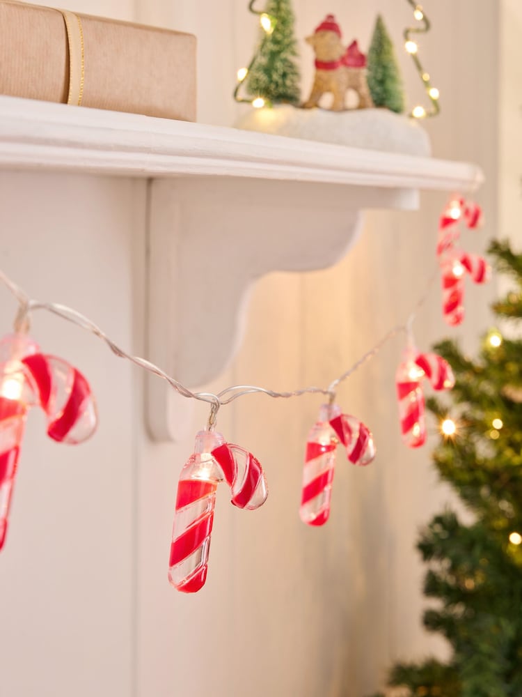 Red Candy Cane Christmas 10 LED Line Lights - Image 1 of 5