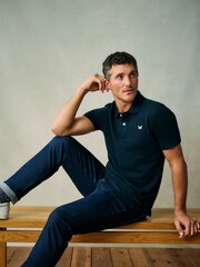 Crew Clothing Navy Classic Pique 100% Cotton Polo Shirt - Image 1 of 5