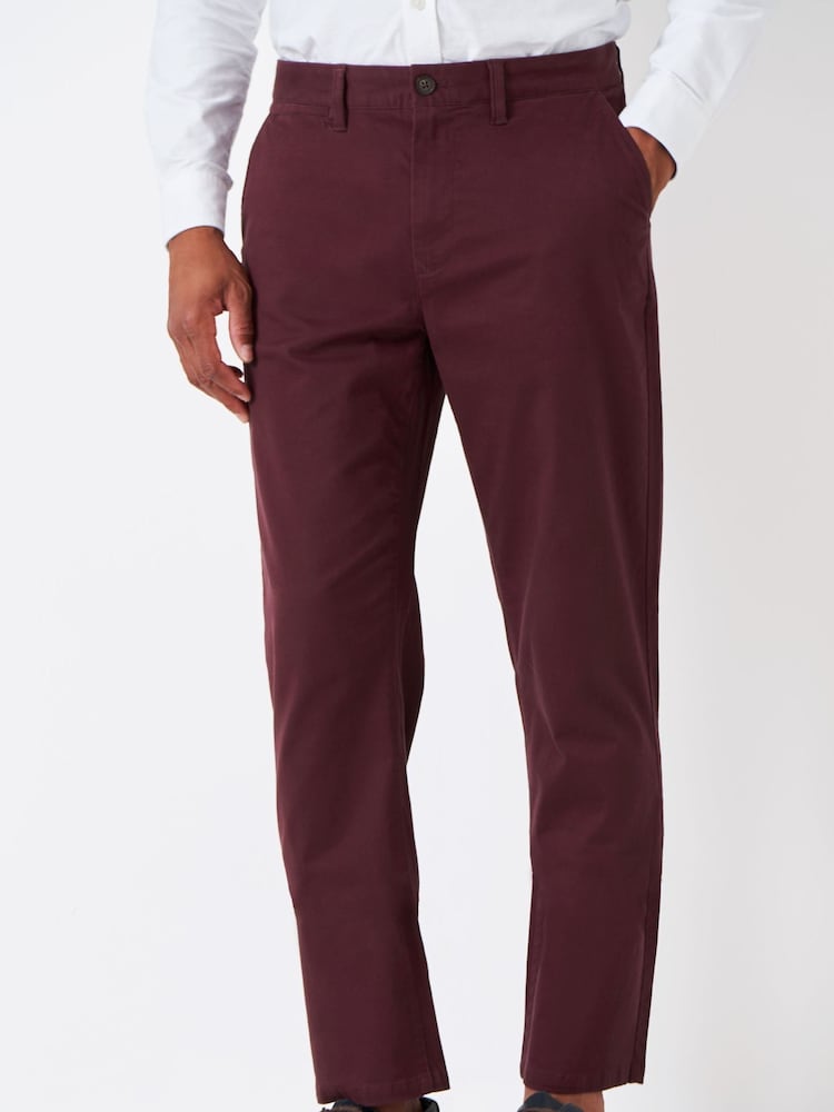 Crew Clothing Burgundy Red Straight Chinos - Image 1 of 6