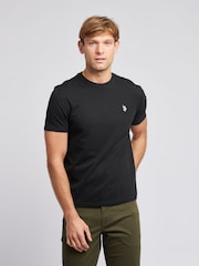 Черный - U.S. Polo Assn. Mens Regular Fit Double Horsemen 100% Cotton T-Shirt - Image 1 of 7