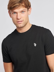 Черный - U.S. Polo Assn. Mens Regular Fit Double Horsemen 100% Cotton T-Shirt - Image 4 of 7