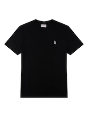 Черный - U.S. Polo Assn. Mens Regular Fit Double Horsemen 100% Cotton T-Shirt - Image 6 of 7